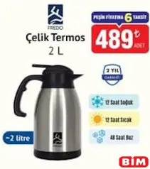 FREDO ÇELİK TERMOS 2 L fiyat ve kampanya bilgisi